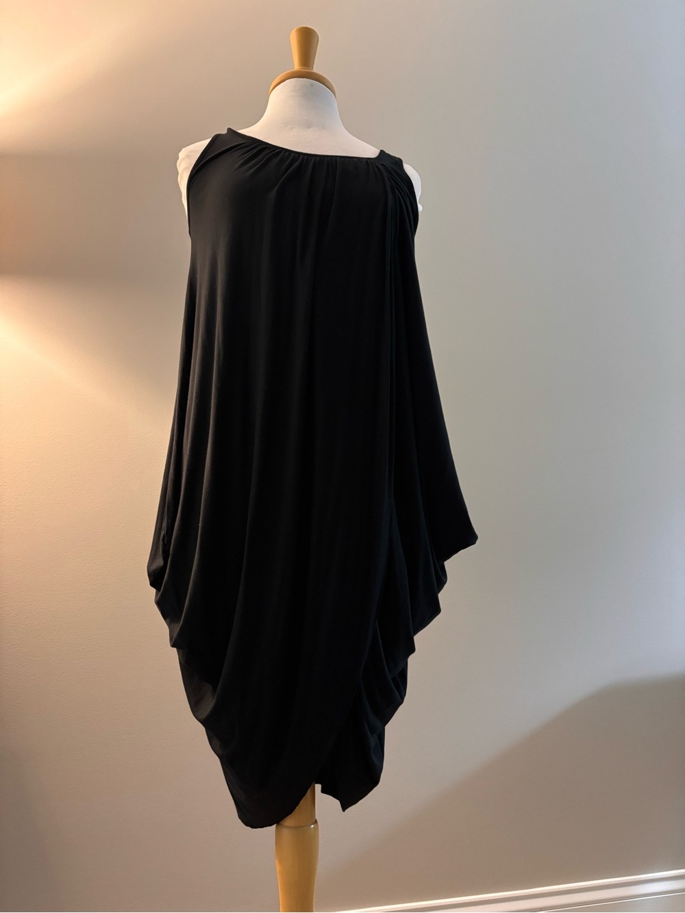 Black Draped Sleeveless Women’s Dress